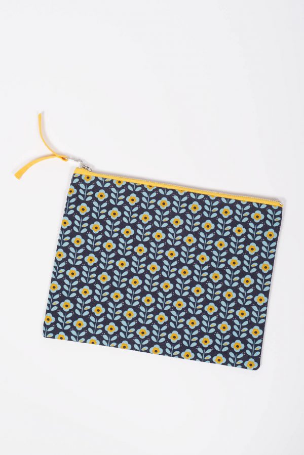 Pochette zippée bleue