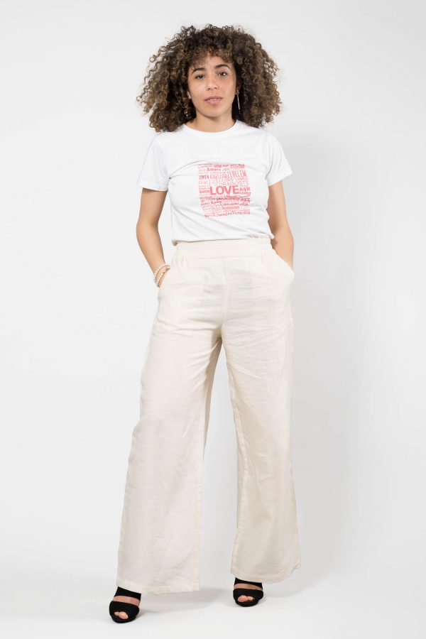 Pantalon en lin beige