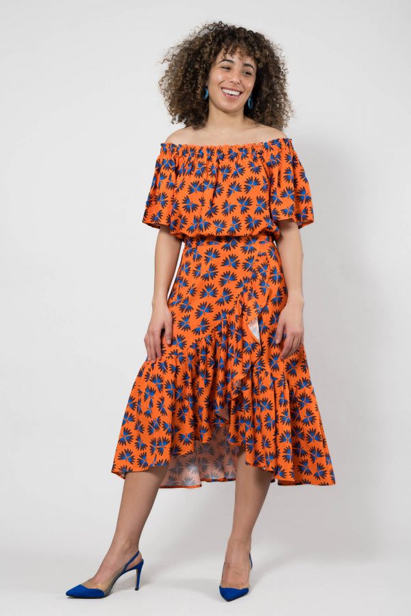 Ensemble top et jupe orange